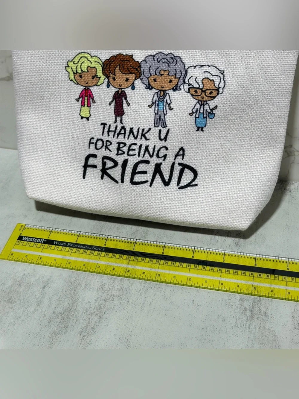 Golden Girls White 'Thank U For Being A Friend' Canvas Pouch